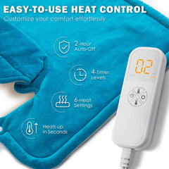 fanatato in-use image shows user enjoying targeted neck and shoulder warmth.