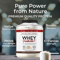 Fantastic Nutrition 3-in-1 unflavored whey poured into a shaker