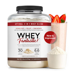 Fantastic Nutrition 3-in-1 unflavored whey powder in a jar for clean shakes