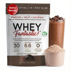 Fantastic Nutrition Chocolate 3-in-1 whey bottle for convenient daily protein fueling