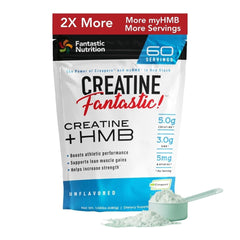 Fantastic Nutrition Creatine + HMB unflavored powder scoop for easy daily dosing.