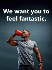 Fantastic Nutrition whey protein packaging front with non-GMO, sugar-free label