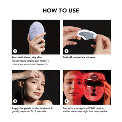FAQ Dissolving Hyaluronic Acid Forehead Patches demonstrates skin-friendly application.