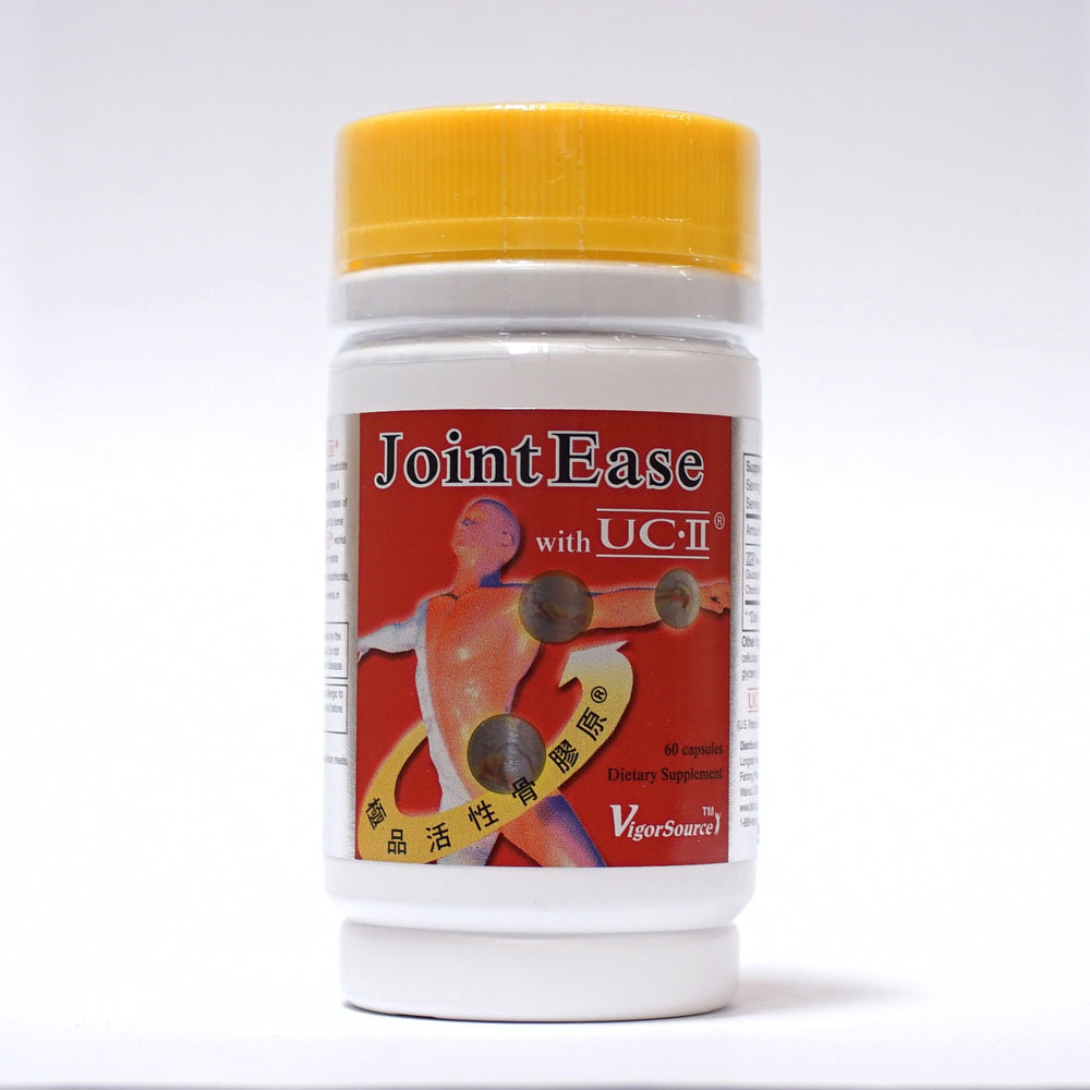 FAR LONG JointEase capsules close-up showing glucosamine HCl and chondroitin.