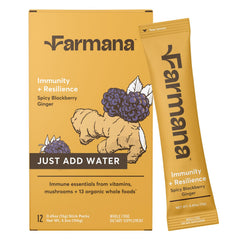 Farmana Immune Drink in spicy blackberry ginger, daily immune nourishment.