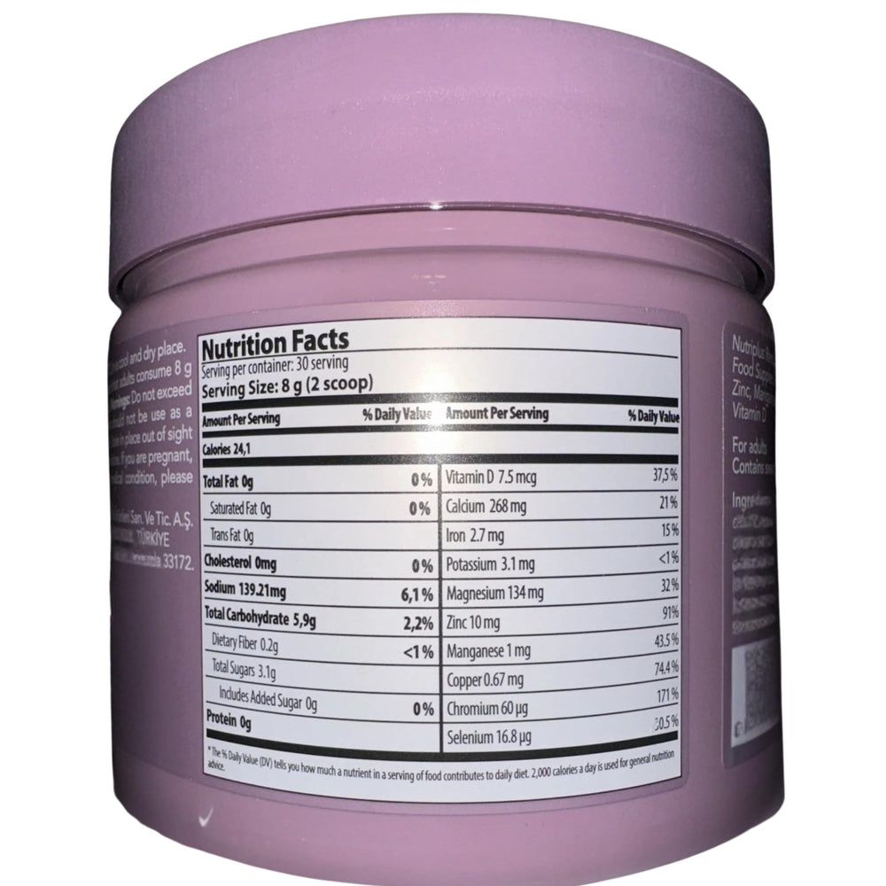 Farmasi Nutriplus Restore bottle closeup reveals clean label and premium formulation.