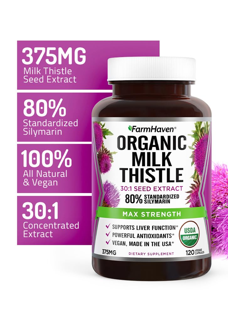 FarmHaven Milk Thistle 30x concentration image highlights high potency for absorption