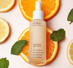 Close-up of FarmHouse Fresh Vitamin C Serum glow showing dewy, hydrated skin.