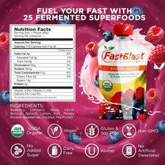 FastBlast USDA Organic label visible on the pouch, highlighting real fruit ingredients.