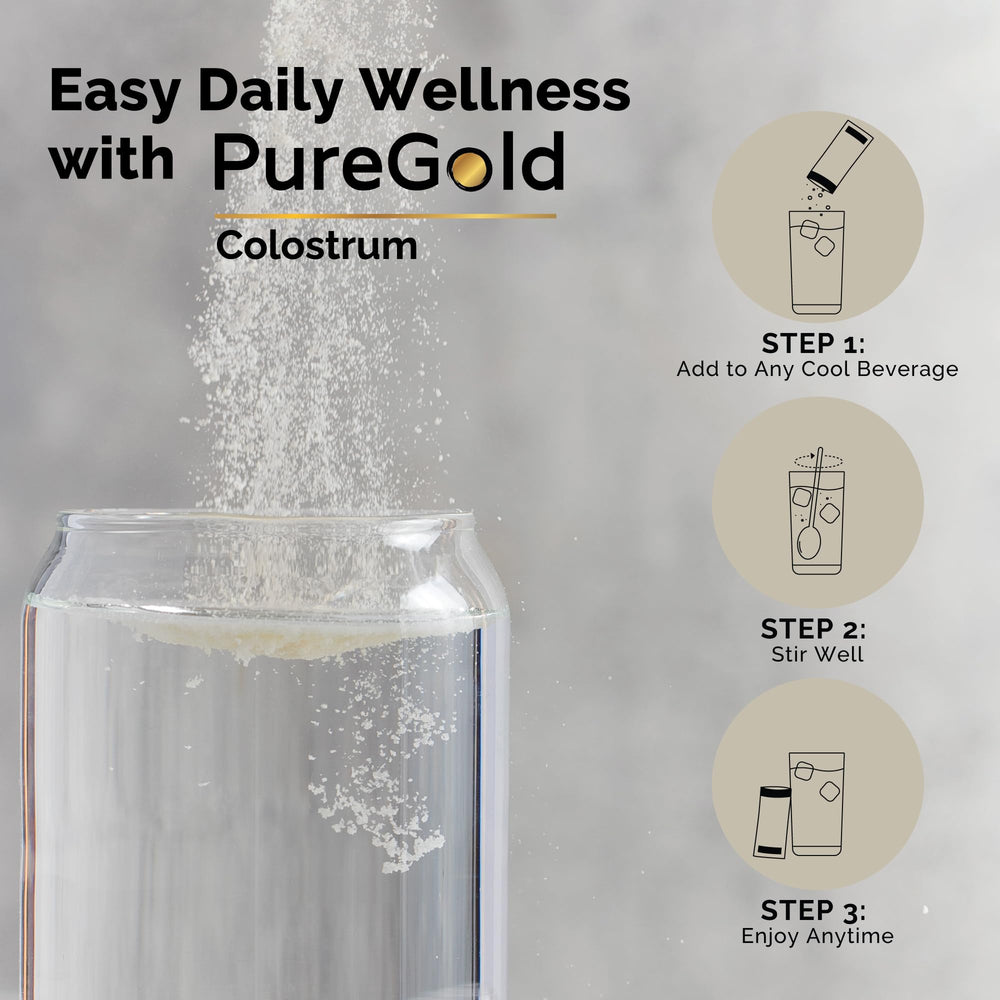 Fasted Athlete PureGold packaging detail with single-serve sachet, convenient on the go.