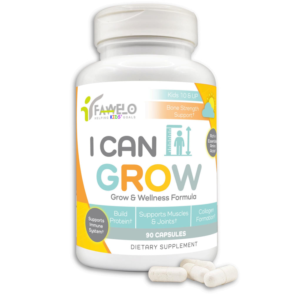 Fawelo I Can Grow Day-Time bottle closed, ready for daily growth support for kids.