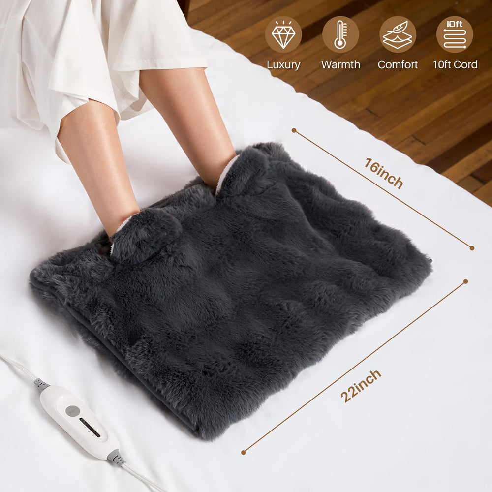 FAYKONCEN foot warmer showing three heat settings for customizable comfort