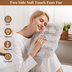 FAYKONCEN plush faux rabbit fur exterior offers soft, cozy warmth.