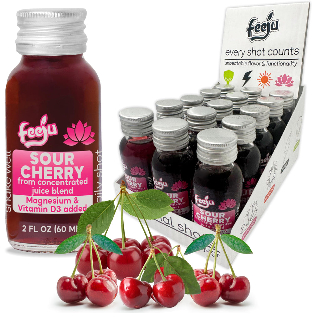 Feeju shot pour close-up showing vibrant color and easy post-workout boost.