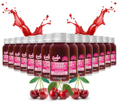 Feeju sour cherry shot bottle highlighting tart flavor for daily wellness.