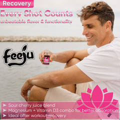 Feeju tart cherry flavor visible on bottle cap and label.