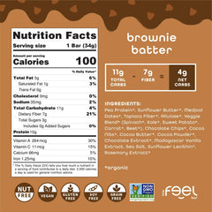 Close-up of FEEL Bar Minis brownie batter bar with chewy texture