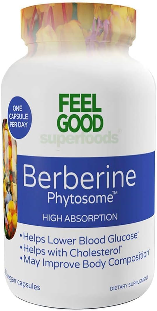 Feel Good Superfoods Berberine Phytosome bottle overview showing enhanced absorption potential