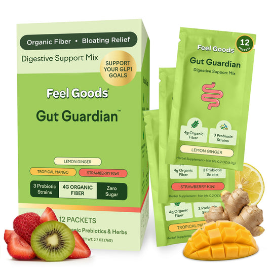 Feel Goods Gut Guardian box with travel-ready packets for on-the-go digestive support