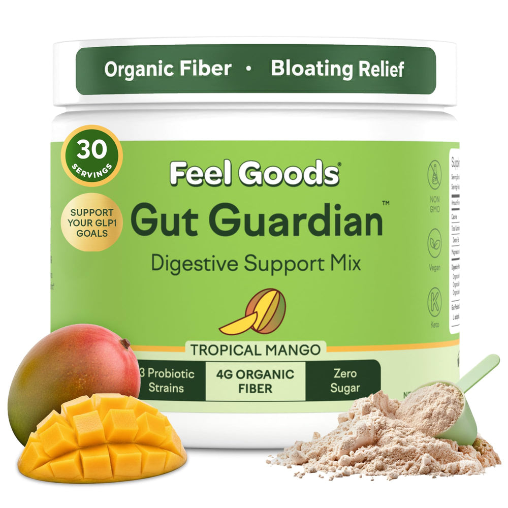 Feel Goods Gut Guardian tropical mango powder ready to mix for digestive support