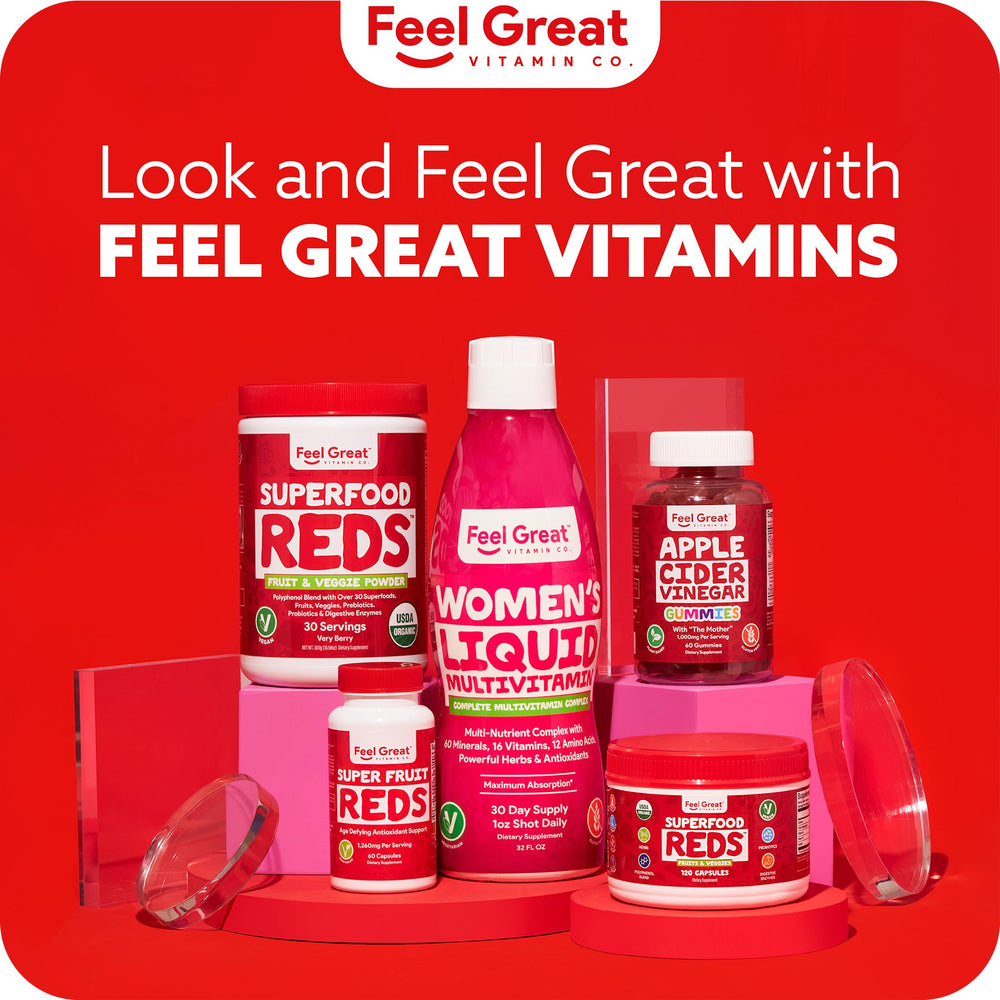 Vegan-friendly Feel Great Reds powder emphasizes dairy-free formulation