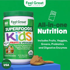 Feel Great probiotics and digestive enzymes blend helps gentle digestion for active kids.