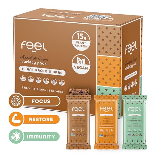 FEEL Vegan Bars Chocolate Lovers Box Front shows protein-rich snack for on-the-go energy