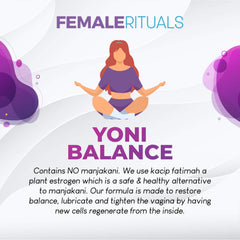Hand holding a bottle of Yoni Balance Pills for routine use