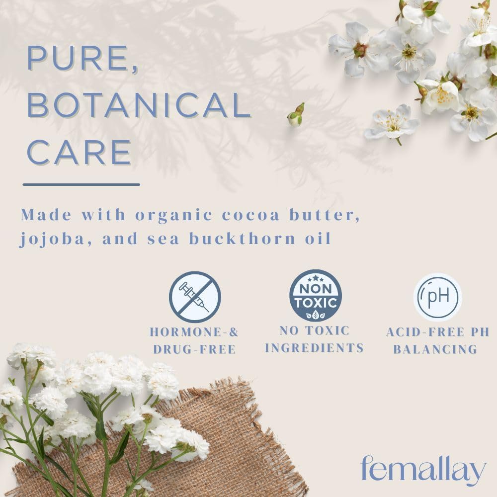 Organic cocoa butter, jojoba oil, sea buckthorn blend in focus for Femallay melts