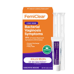 FemiClear BV symptoms ointment tube for at home relief from BV symptoms.
