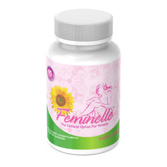 Feminelle ingredient blend close-up, plant-based, estrogen-free formula.