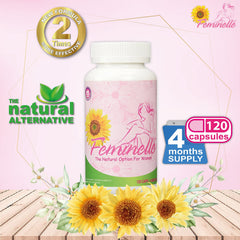 Feminelle bottle side view suggests easy daily intake.