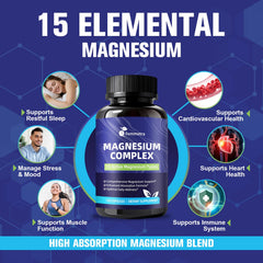Front view of Femmetra Magnesium Complex bottle highlighting vegan-friendly packaging