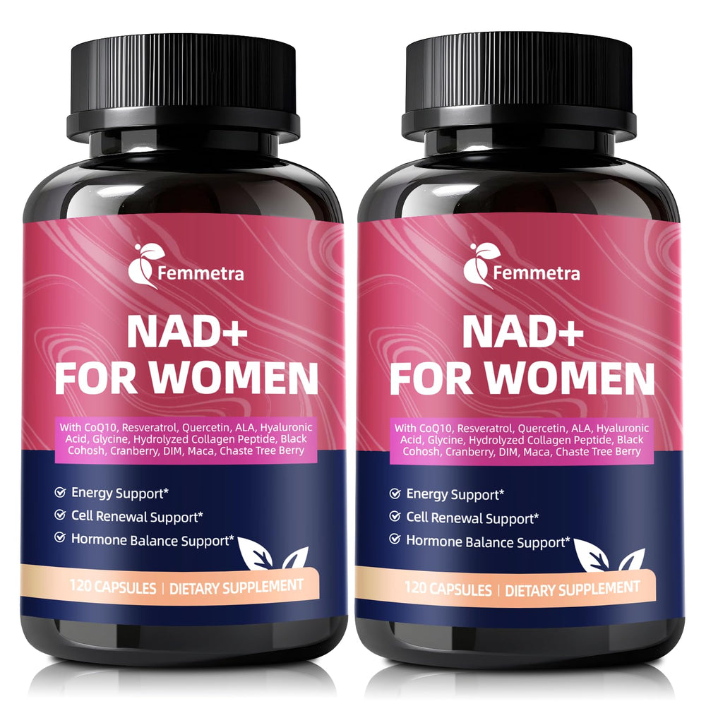Femmetra NAD+ bottle pour for steady energy throughout the day.
