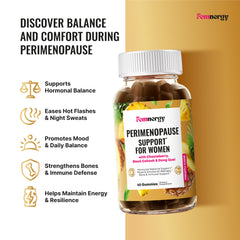Open Femnergy Perimenopause bottle illustrating easy daily routine and dosage