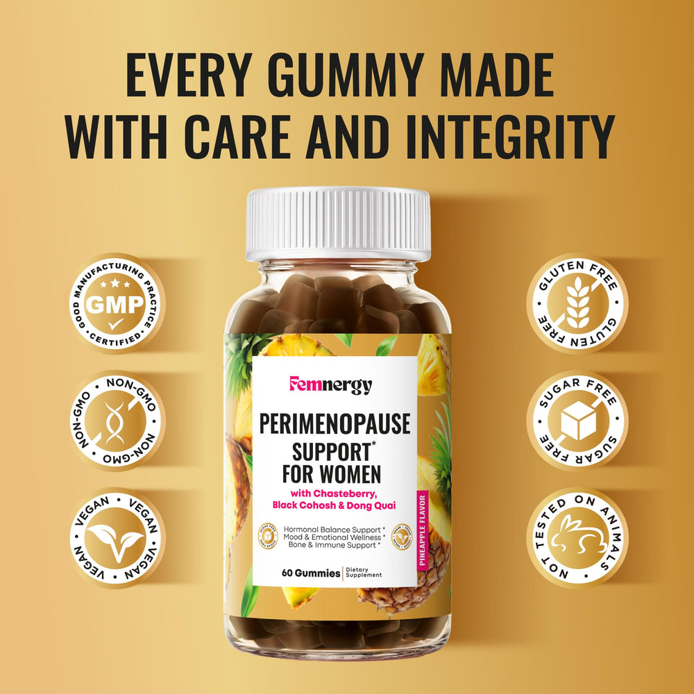Femnergy Perimenopause bottle being held for on-the-go use and consistency