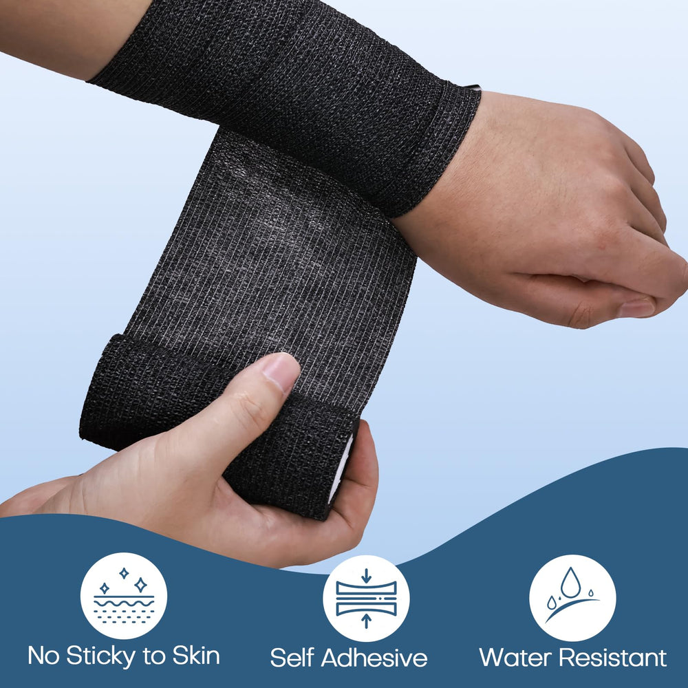 Fenhupe bandage wrap securing a knee dressing with lightweight support.