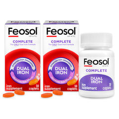 Feosol Complete Iron bottle front showing daily iron support.