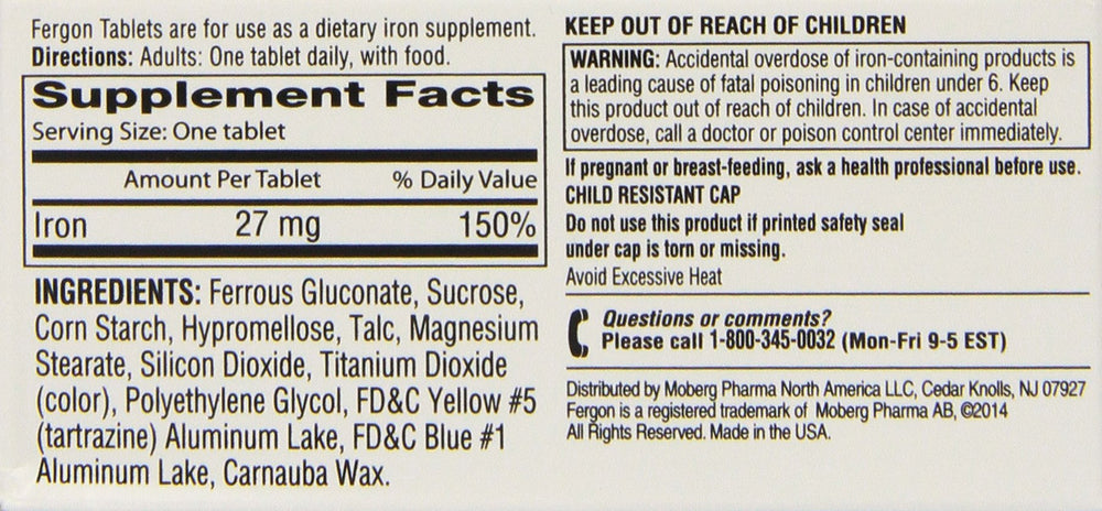 Fergon iron supplement tablets closeup for easy daily use