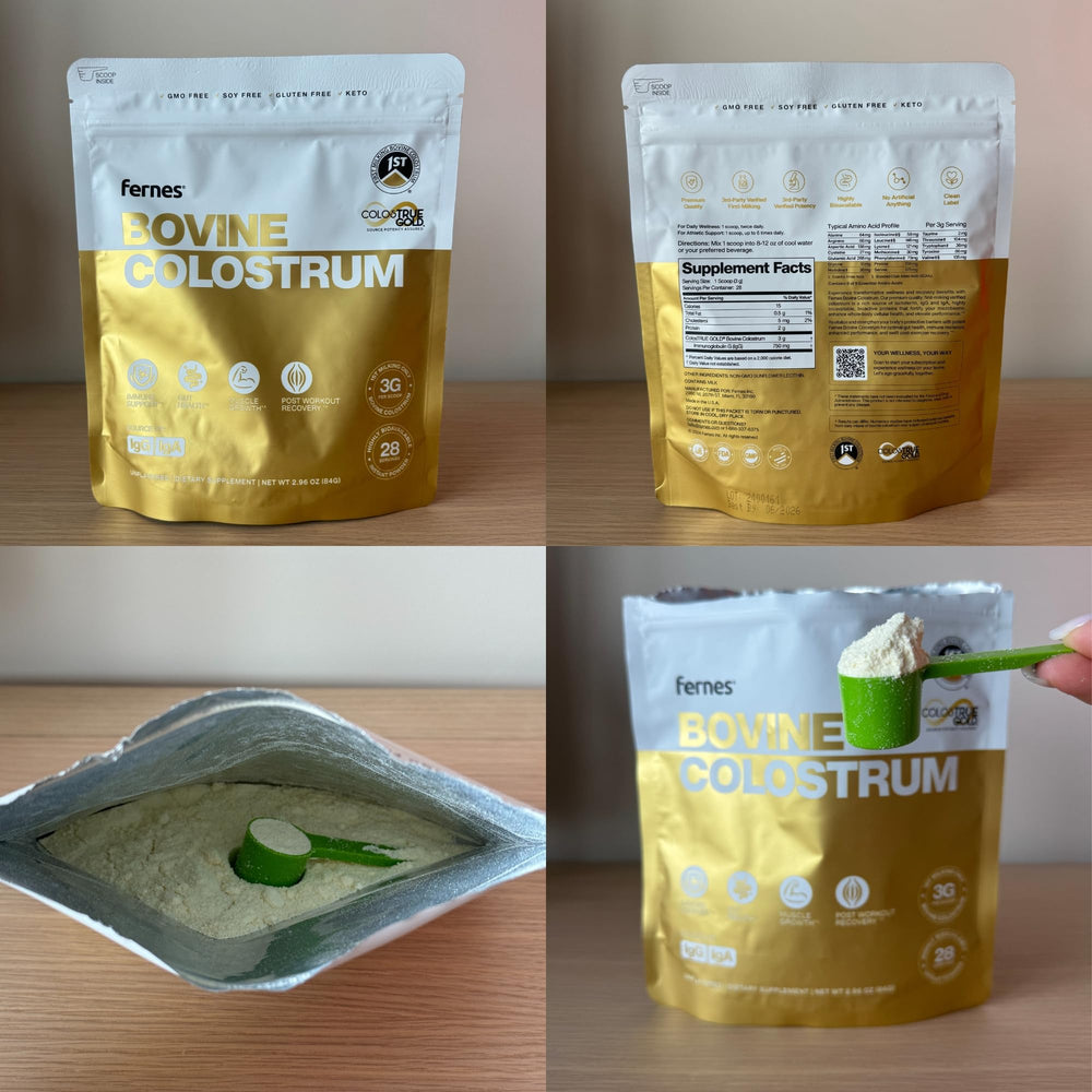 Fernes colostrum powder in smoothie with neutral flavor.