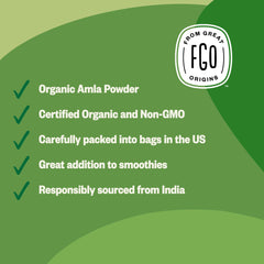 FGO Amla Powder packaging design close-up for clear labeling