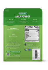FGO Organic Amla Powder label close-up showing USDA Organic and Non-GMO seals