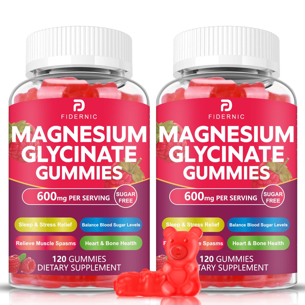 FIDERNIC Magnesium Glycinate Gummies bottle supports daily mineral intake and gentle relaxation.