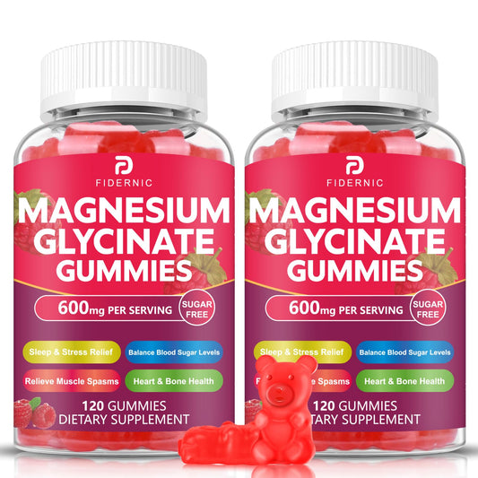 FIDERNIC Magnesium Glycinate Gummies bottle supports daily mineral intake and gentle relaxation.