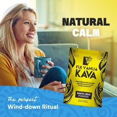 Fiji Vanua Kava Premium Santa Cruz powder close-up shows creamy texture.