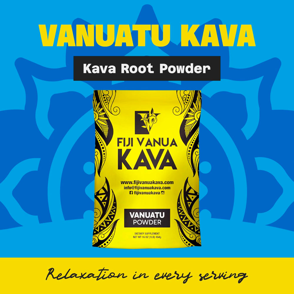 Packaging of Fiji Vanua Kava Vanuatu powder highlighting noble kava content
