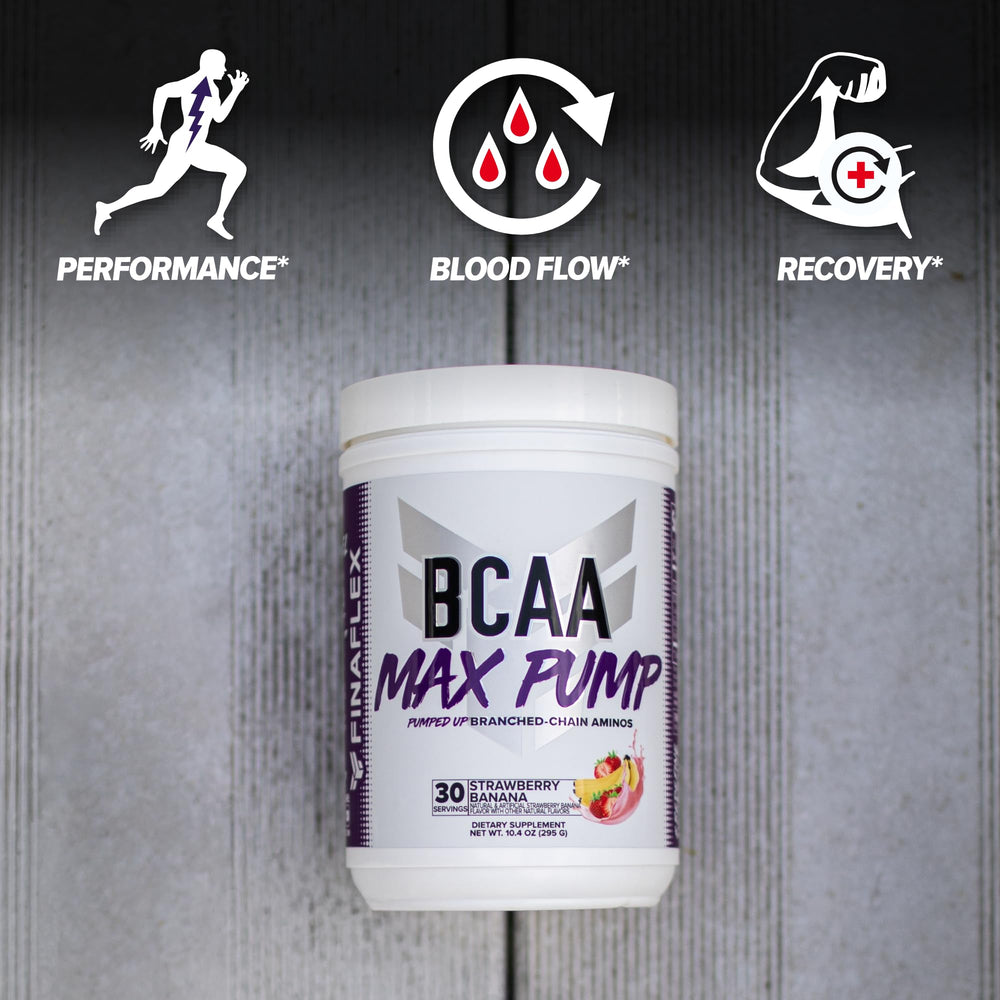 FINAFLEX BCAA MAX PUMP mixed-in-water scene suggests quick hydration and pump