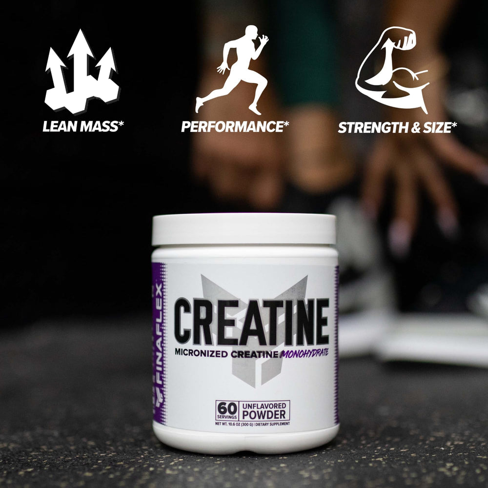 FINAFLEX Creatine powder in shaker bottle ready for training sessions.