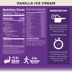 FINAFLEX ISOLATE Vanilla Ice Cream scoop for easy post-workout portioning.