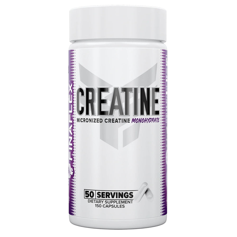 FINAFLEX Pure Creatine bottle with 150 capsules supporting muscular strength and lean performance.